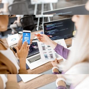 Mobile-first website layout displayed on phone and tablet